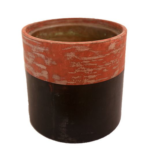 Aged Japanese lacquer Planter with Copper Liner.